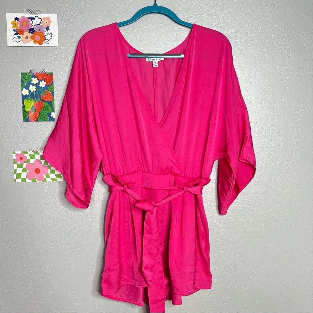 Dress day hot pink satin romper size M